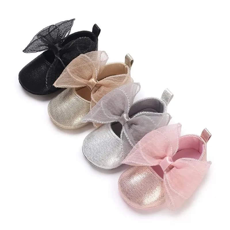 Scarpe da principessa con fiocco carino per bambina 0-18 mesi, suola in tessuto morbido, per primi passi, comode, moda primaverile, neonato