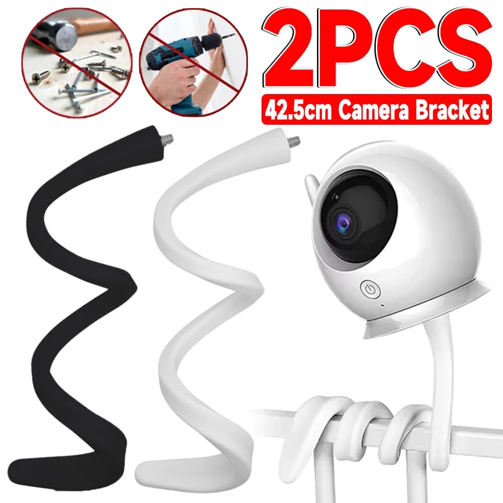 Supporto universale per webcam da 42,5 cm, senza foratura, in silicone flessibile, con attacco a torsione, si fissa al lettino per monitor neonato e uso domestico (2-1 pezzi)
