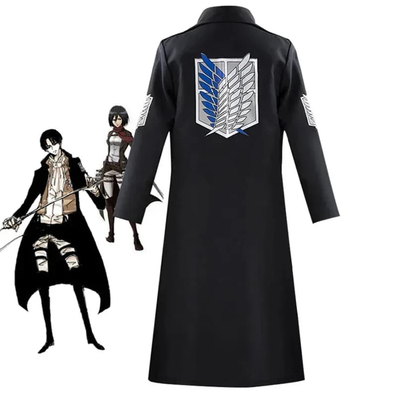♥ Nuovo 2026 Anime Attack on Titan Cosplay Mantello Shingeki no Kyojin Rivaille Mikasa Eren Giacca Lunga Trench Coat ★ Casa dell'Orso