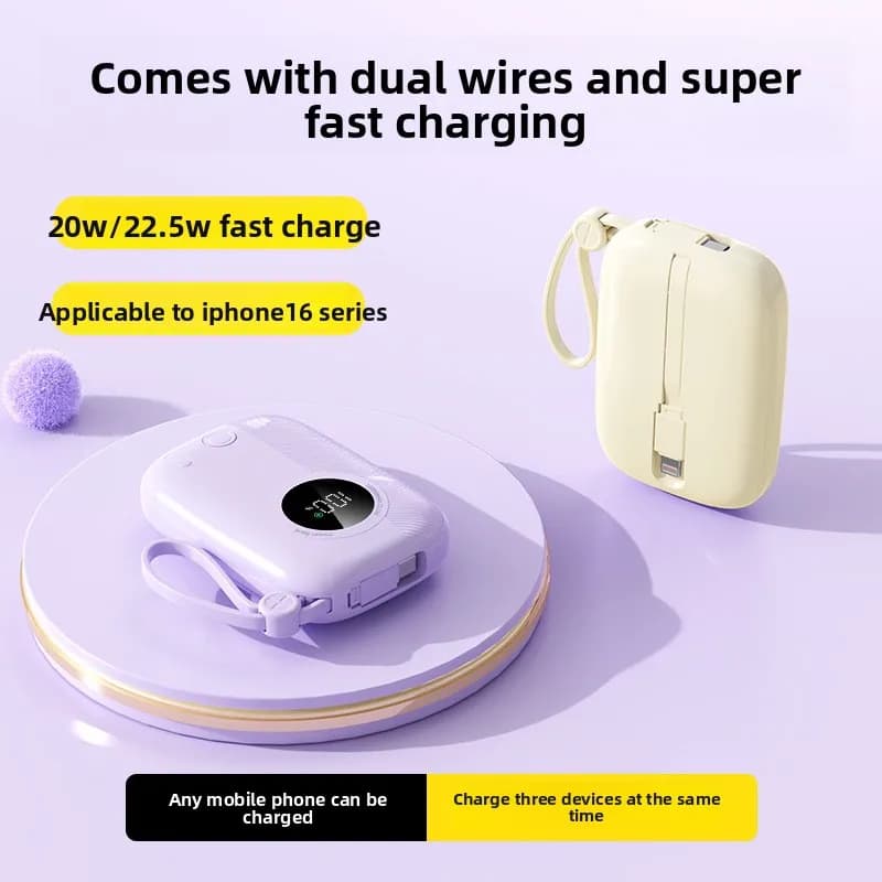 Mini nuovo modello Power Bank con cavo integrato Alimentatore mobile portatile da 10000 mAh