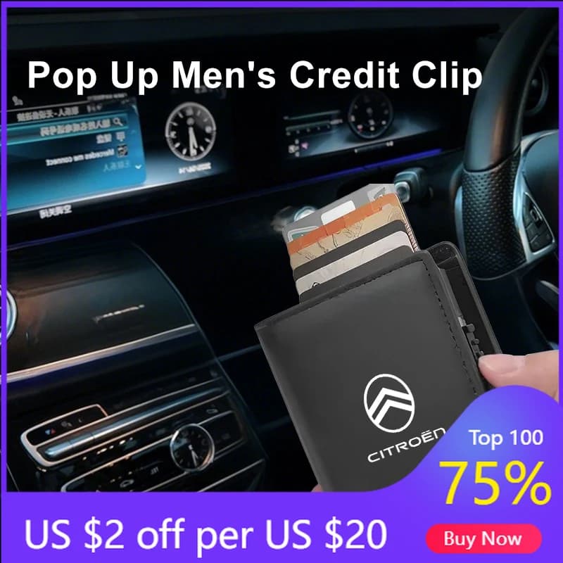 Portacarte di Credito per Auto 2026, Custodia in Pelle con Multi-Scomparti, Portafoglio per Carte di Credito e Monete per Citroen
