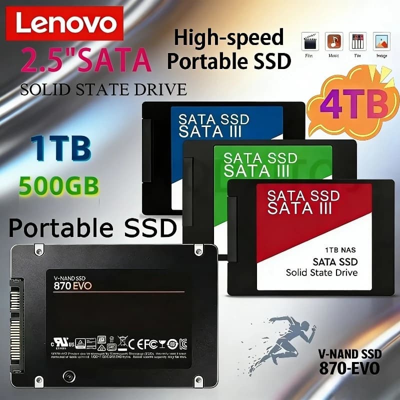 Disco rigido esterno SSD Lenovo da 4 TB con interfaccia Sata3, unità a stato solido portatile ad alta velocità per disco rigido interno per laptop