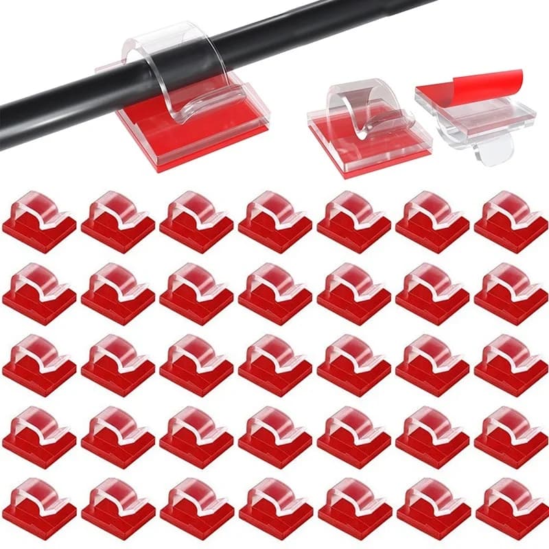 50Pcs Self Adhesive Cable Management Cord Clip Organizer Cable Winder Adjustable USB Data Cable Fixer Fastener Clips For Office