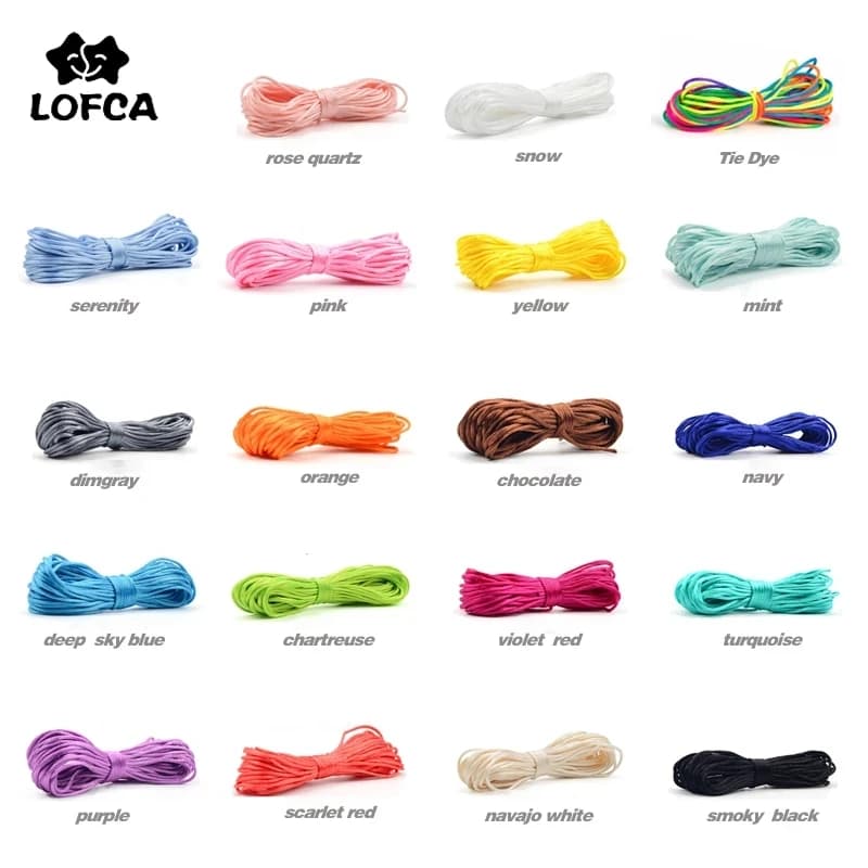 LOFCA 20m Cavo di Nylon Per Collana Massaggiagengive Ciondolo Fare Cavi di Raso Ciuccio Clip Catena Accessorio Stringa Dentizione Del Bambino Giocattolo FAI DA TE