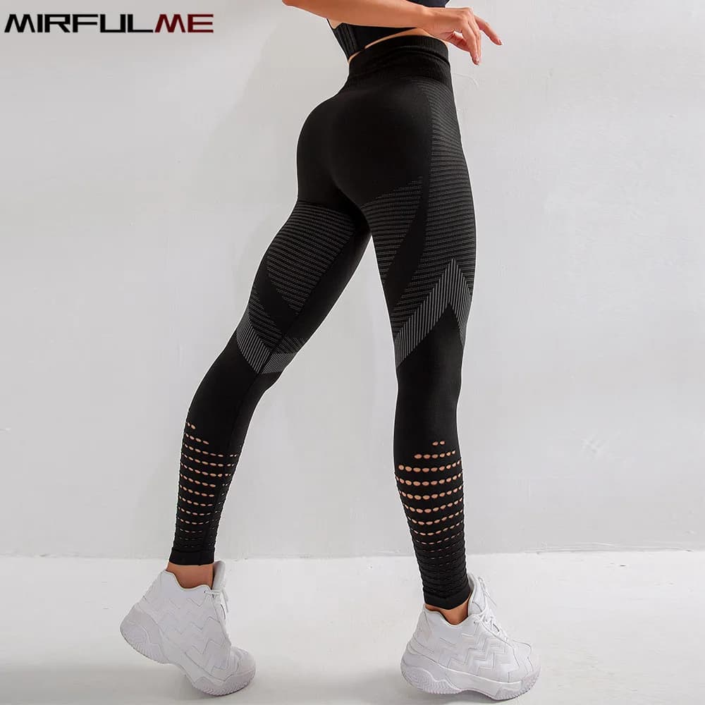 Leggings sportivi senza cuciture da donna pantaloni da Yoga a vita alta pantaloni da corsa Slim traspiranti in rete collant elastici per il sollevamento dell'anca da palestra