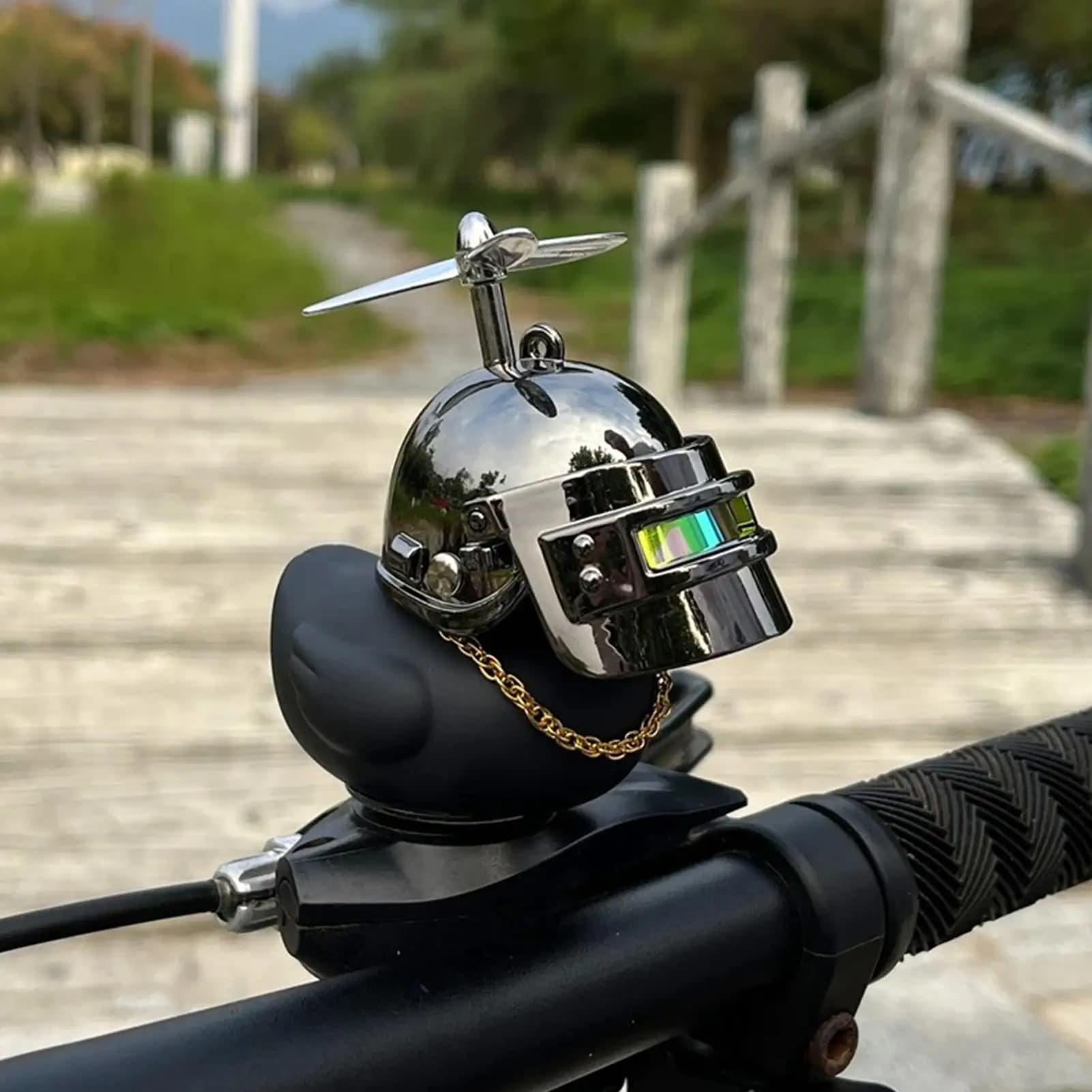 Small black duck with propeller for helmet Interior ornaments for car Bike Anatra Scooter Black Anatra Bicycle Decoration