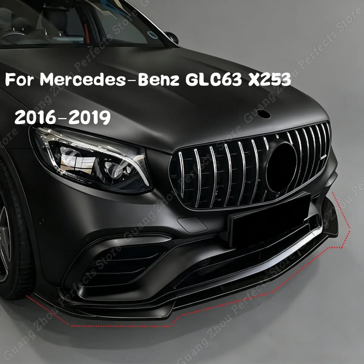 For Mercedes-Benz GLC63 X253 Pre-facelift 2016-2019 Car Front Bumper Lip Spoiler Splitter Diffuser Over Bodykits Accessories