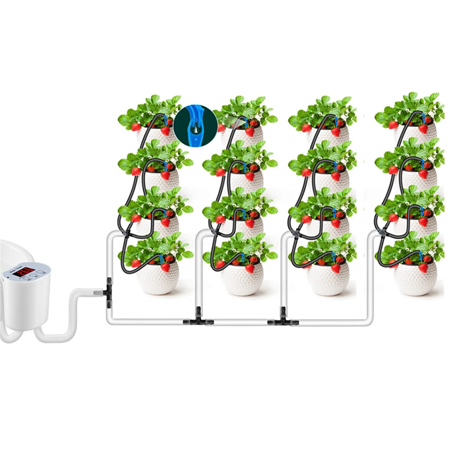Sistema di irrigazione automatico per piante in vaso Kit di irrigazione a goccia Dispositivo di irrigazione automatica Timer dell'acqua e alimentatore USB da giardino