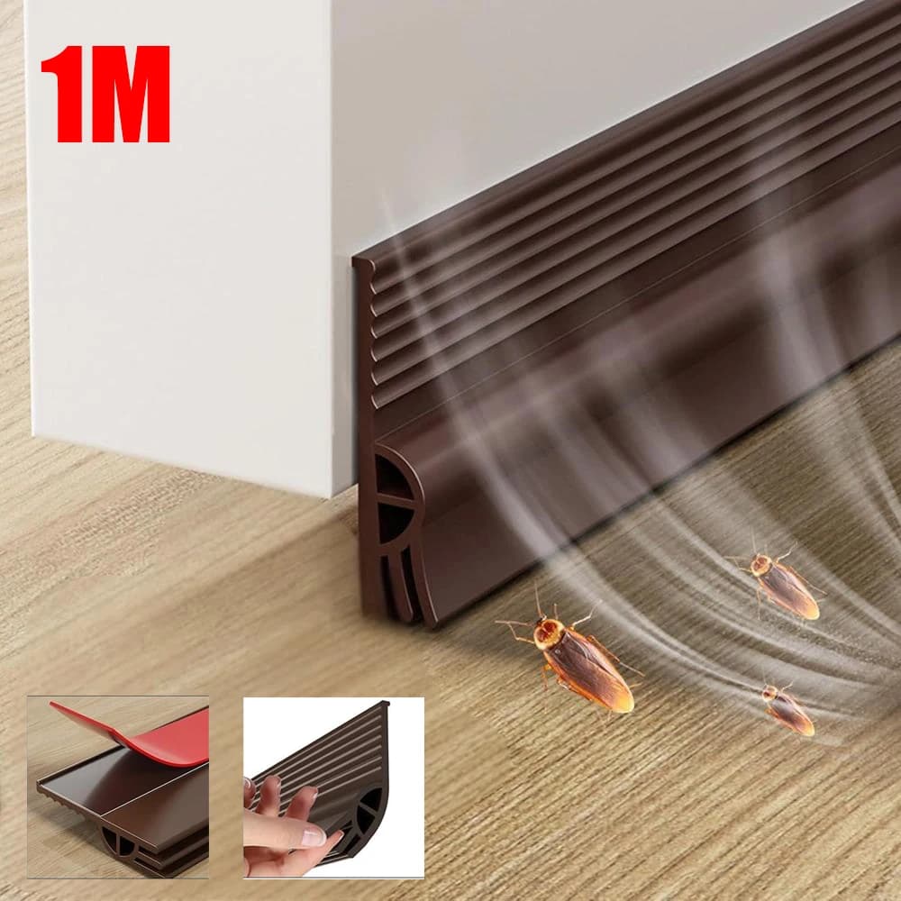 1M TPE Window Seal Strip Windproof Self-Adhesive Dustproof Insect Proof Door Bottom Weatherstripping Flexible Soundproof Strip