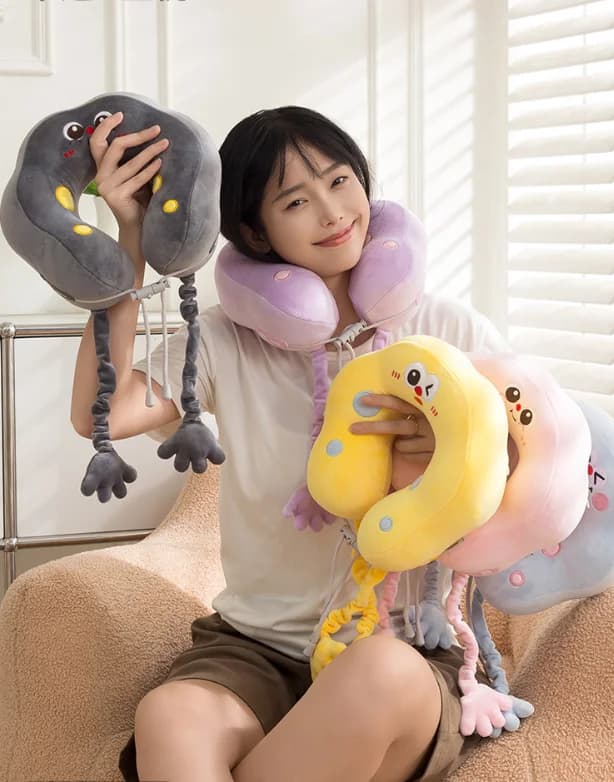 Cartoon Removable Embroidery Contour Support Nap Time car skin-friendly airplane neck pillow