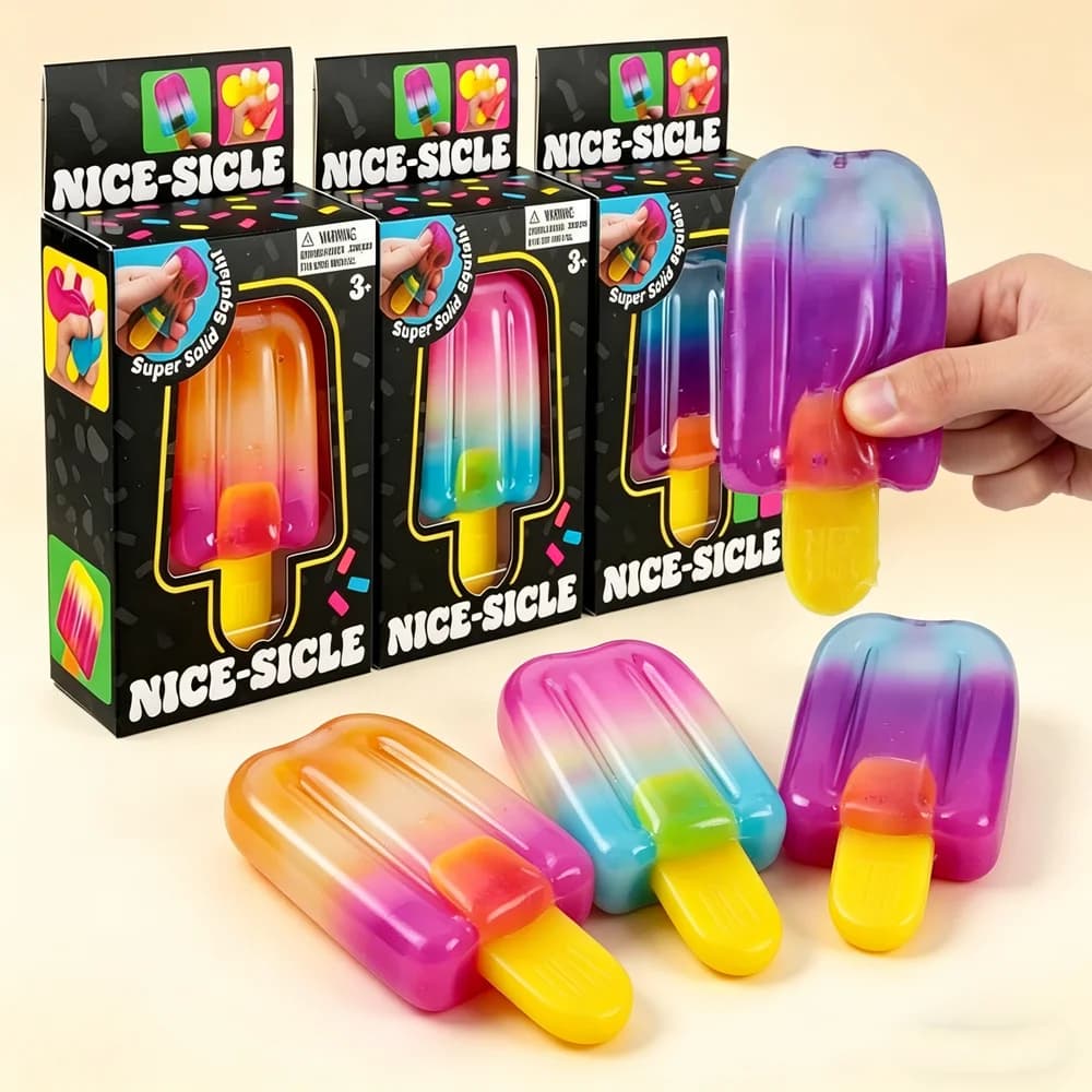 NeeDoh Nice-Sicle Squishy Stress Ball Giocattolo Antistress Morbido Gelato a Rilascio Lento per Alleviare l'Ansia, Giocattolo Sensoriale per Bambini, Adulti, Regalo per l'Ufficio