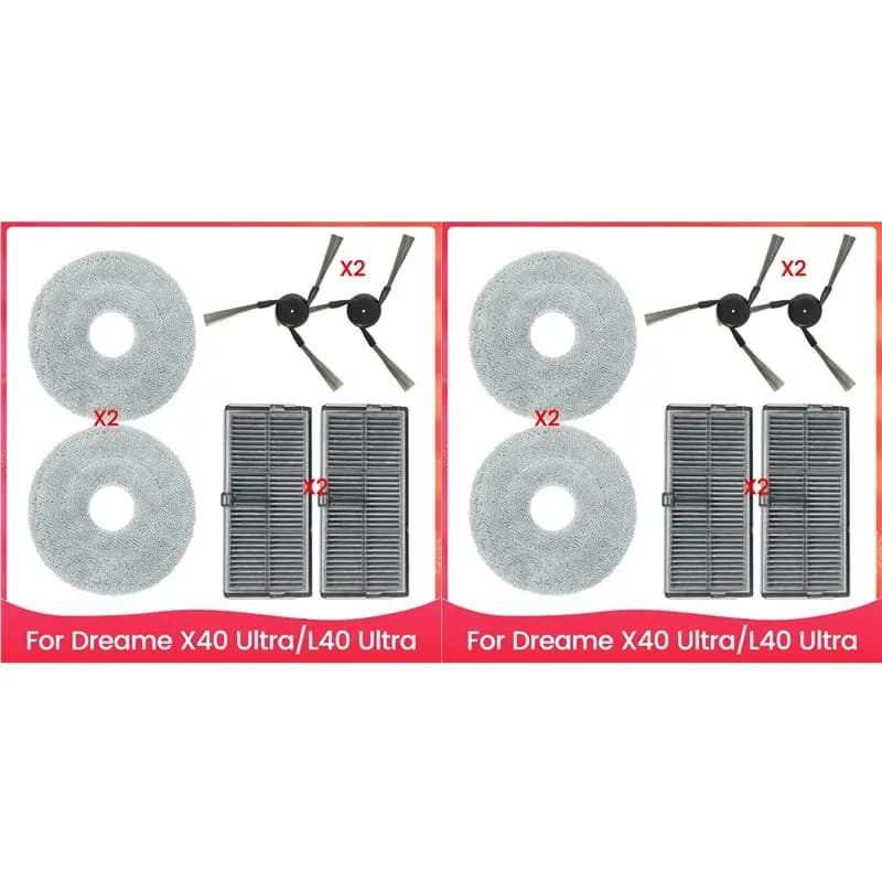 【OFF SHELF】4X Per Dreame X40 Ultra/L40 Ultra Robot Aspirapolvere Spazzola Laterale Filtro Hepa Mop Panno Accessori