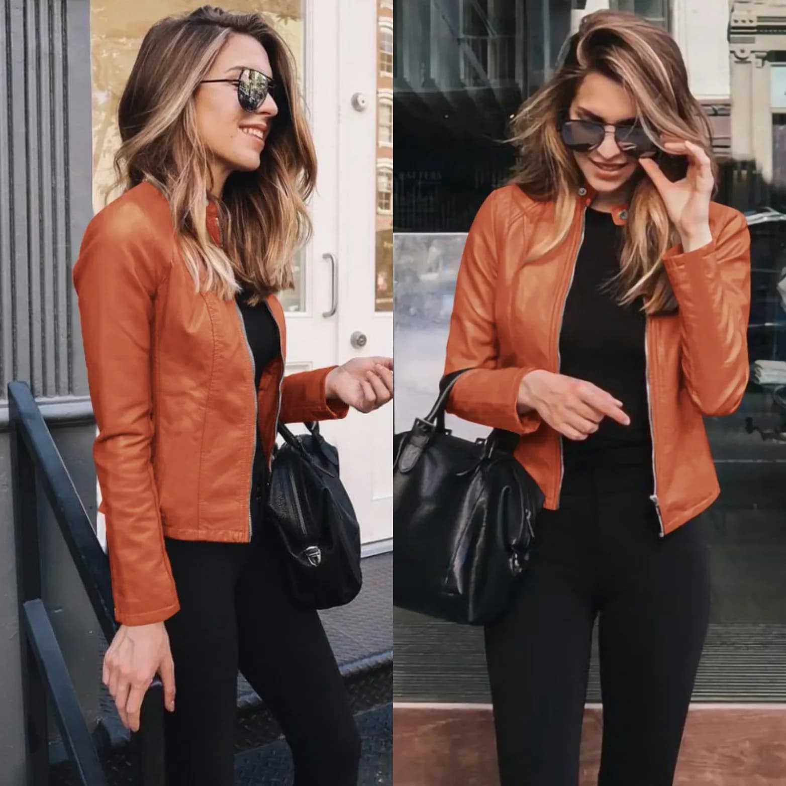 Giacca in pelle di grandi dimensioni da donna autunno e inverno Giacca da abito in PU con top versatile ed elegante tinta unita alla moda