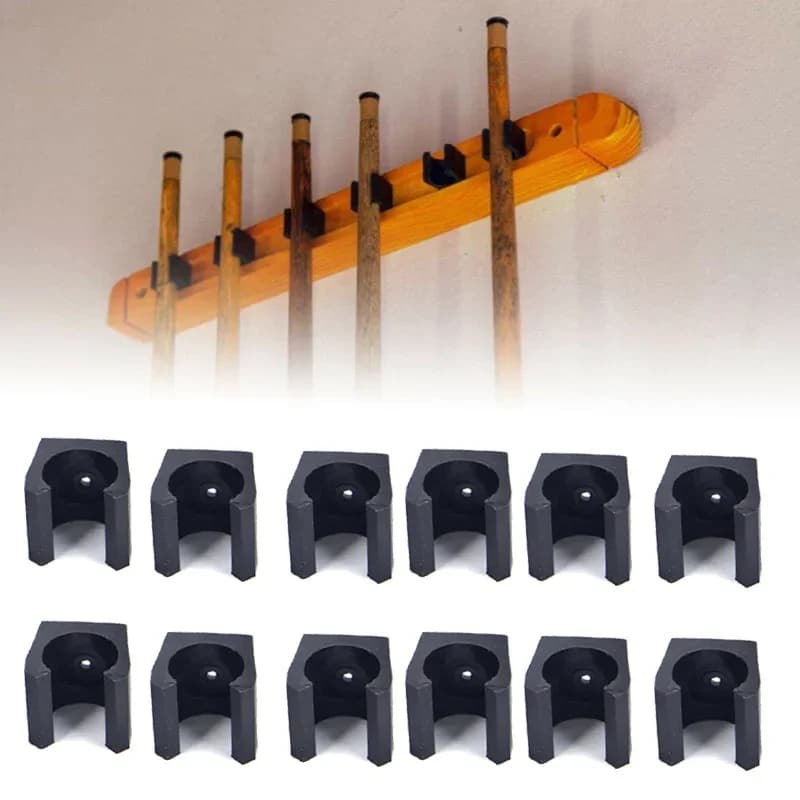 12 pezzi porta stecca da biliardo 1.9x1.8x1.8cm porta canna da pesca da appendere a parete clip porta bastoncini in plastica accessori per la pesca da biliardo