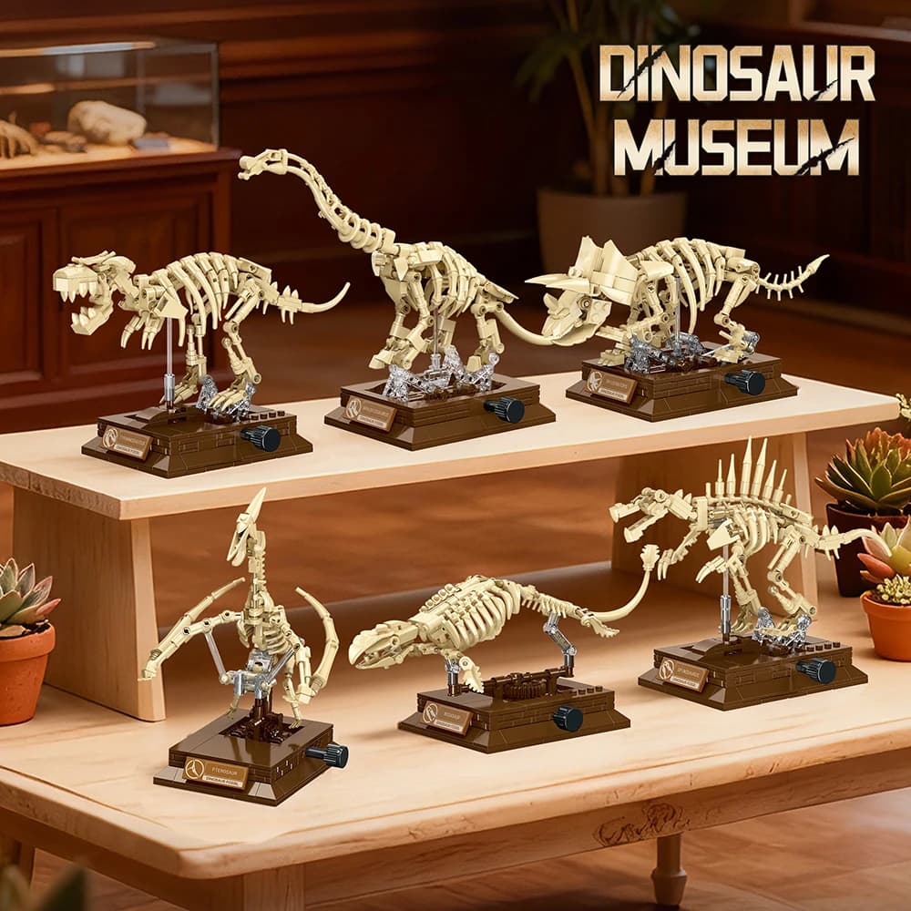 Set di Blocchi da Costruzione 3D Scheletro di Dinosauro, Modello da Assemblare per Bambini, Giocattolo Educativo Scientifico, Regalo da Collezione per Amanti dei Dinosauri
