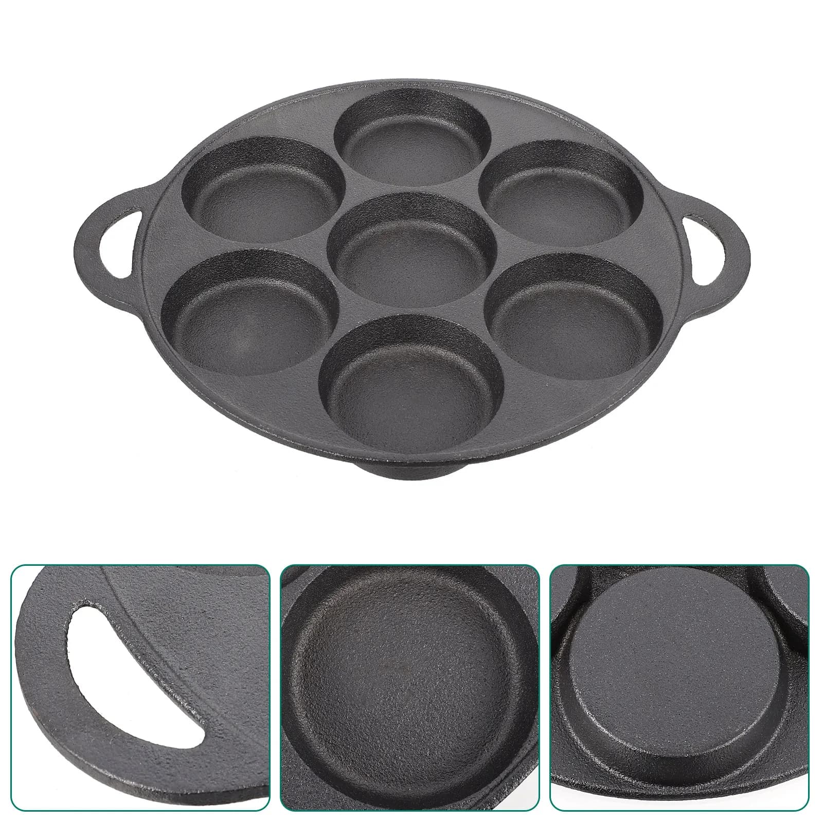 Padella per Uova a Sette Fori, Pentola Professionale Antiaderente per Omelette e Pancake, Utensile da Cucina Antiscivolo in Ferro