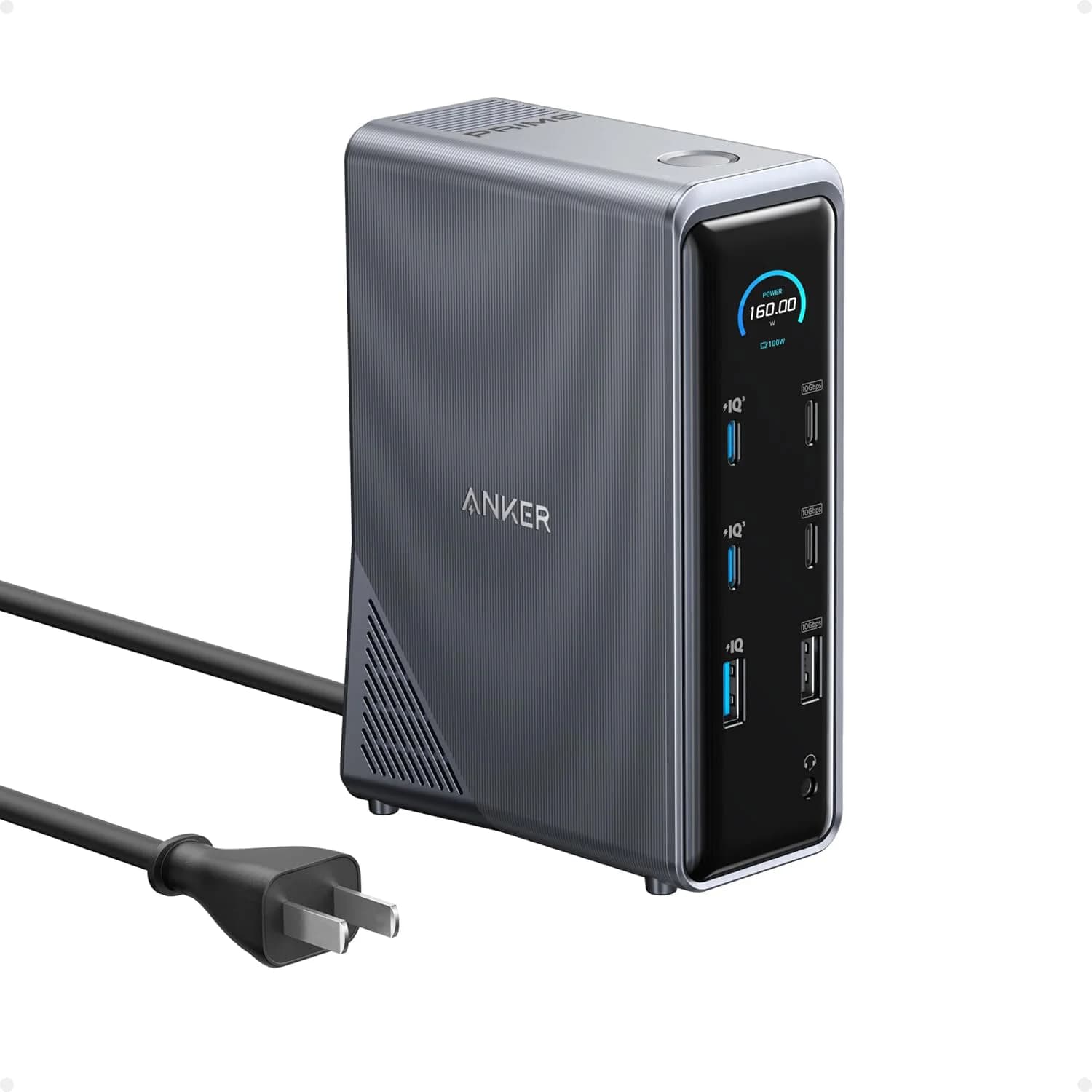 Docking station Anker Prime, 14 porte con uscita massima 160 W, trasferimento rapido di dati da 10 Gbps, interfaccia intelligente in tempo reale
