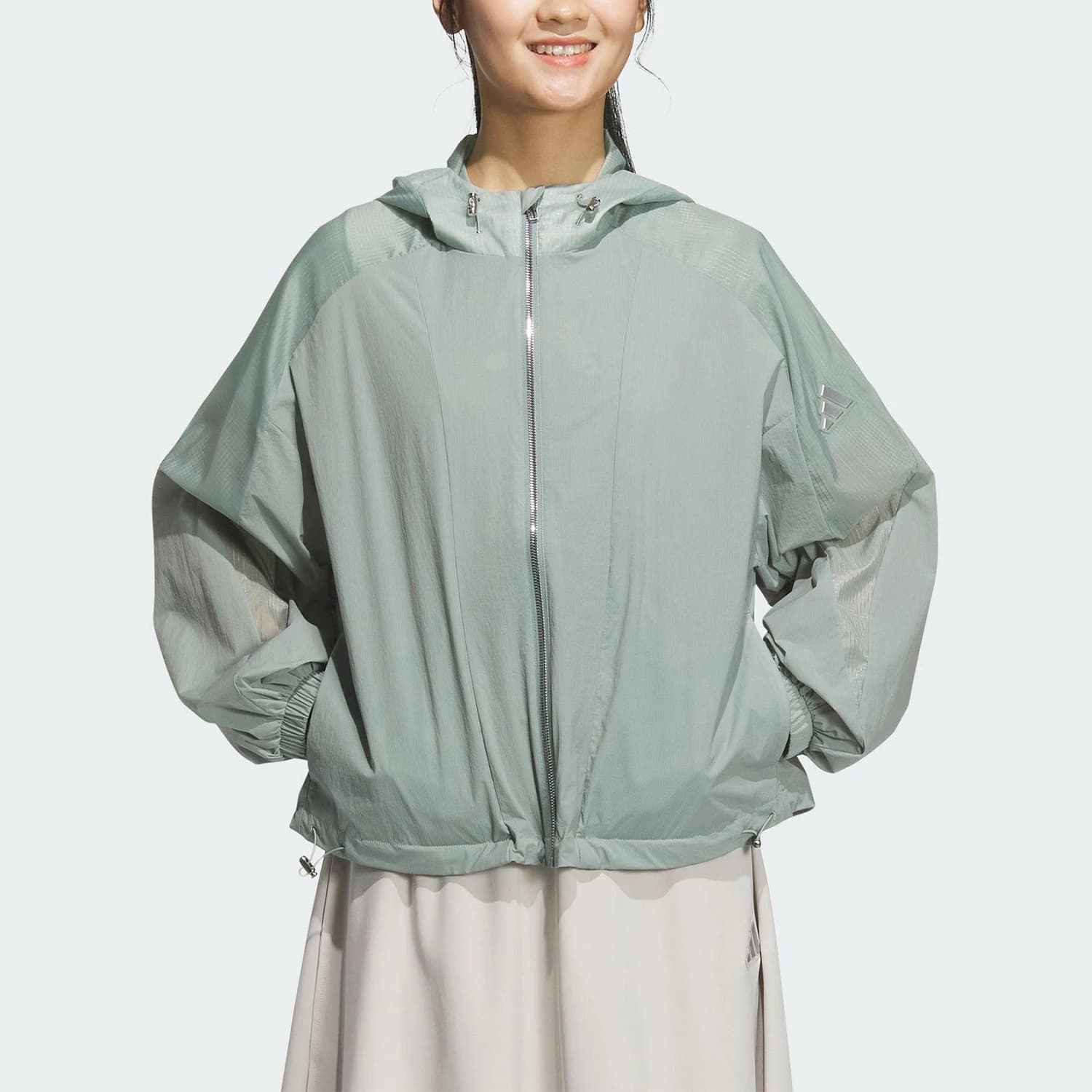 Giacca con cappuccio in tessuto da esterno da donna nuova originale Adidas JZ1657