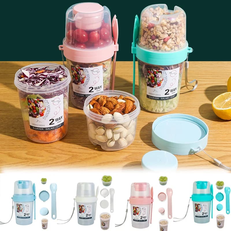 Tazze per colazione On The Go, Tazza per insalata da andare, Take And Go Yogurt Cereali Avena notturna Snack Parfait Contenitori e condimenti per insalata Ho