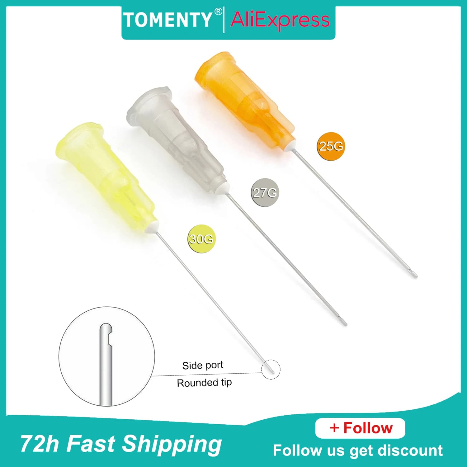 100 Pz TOMENTY Dentale Endo Needle Point Irrigation 0.3/0.4/0.5mm End-Closed Side Hole Endo Siringa Canalare Needle Point Washing