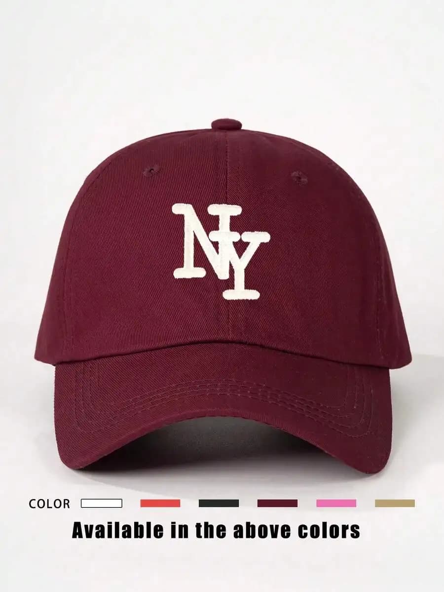 Cappellino da baseball regolabile con lettera NY ricamata, cappello casual per la protezione dal sole per adulti