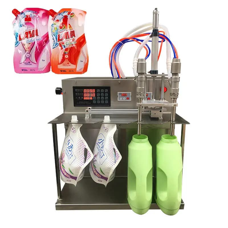 Semiautomatic 2-head Sacking Filling Machine with 17 Liters Beccuccio, for Detergent, Liquid for Bucato, Powerable Water, Large Flow
