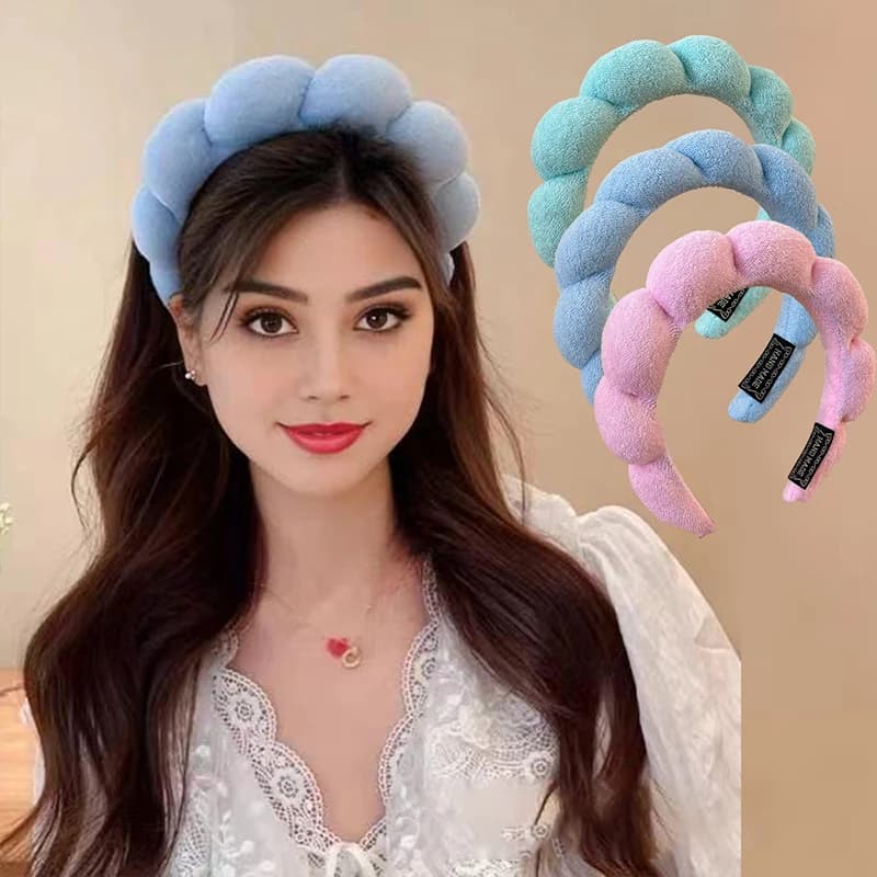 1/2/5pcs Solid Color Cloud Sponge Headband for Women Simplicity Candy Color Wide Brim Headband Fashion Girl Face Wash Headband