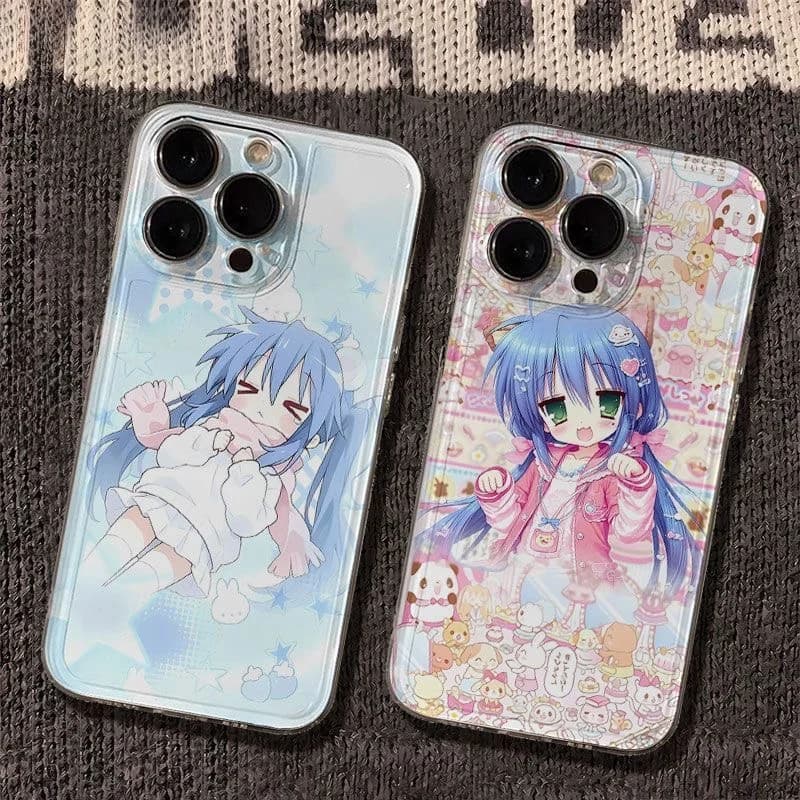 Kawaii Konata Chibi Vibe Phone Case For iPhone 17e 17 16e 16 15 14 13 12 11 Mini Air Pro Max X XR XSMax 7 Plus Transparent Soft