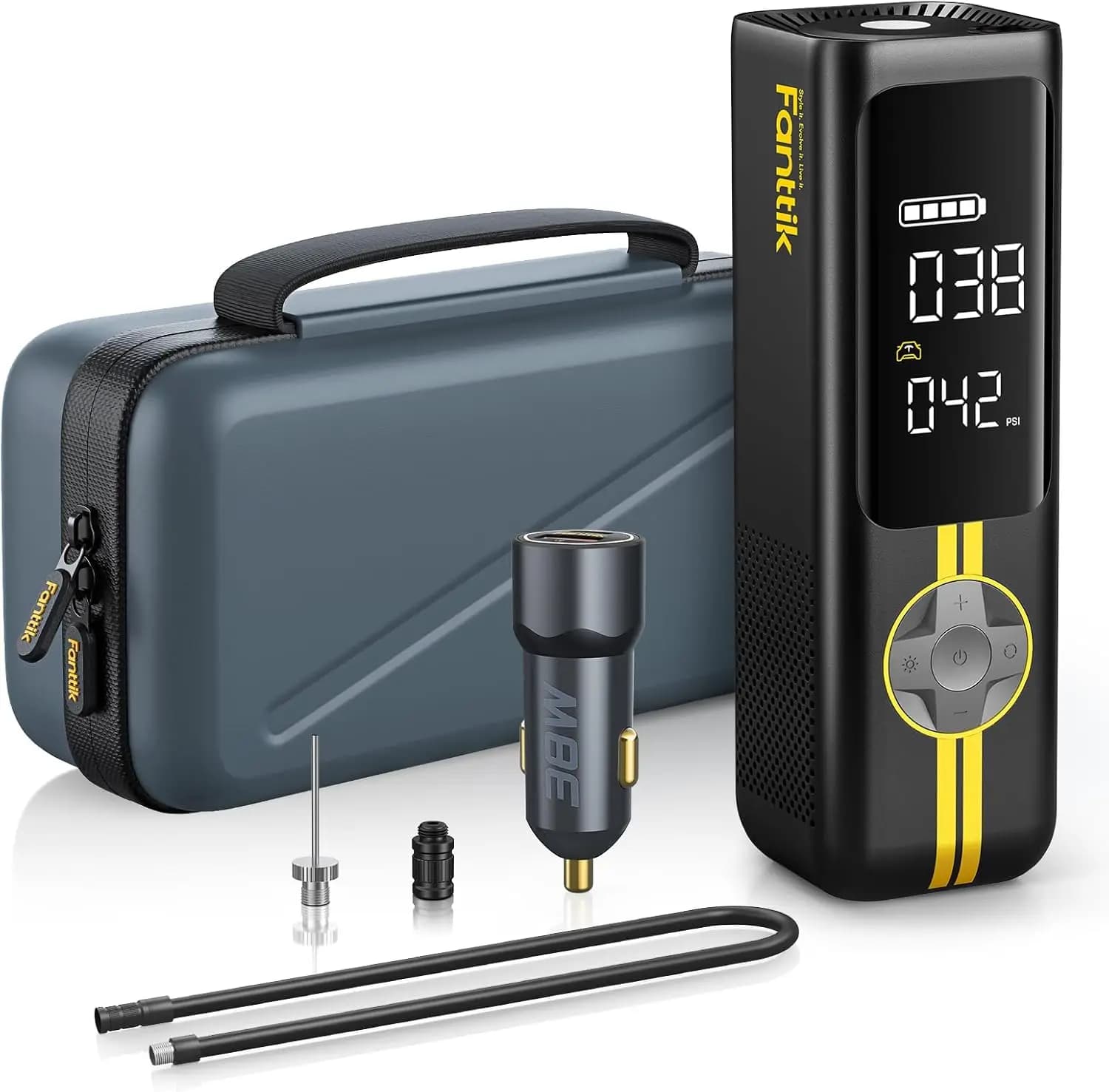 Gonfiatore portatile per pneumatici, pompa ad aria senza fili da 150 PSI con gonfiaggio rapido per auto, biciclette e altro ancora