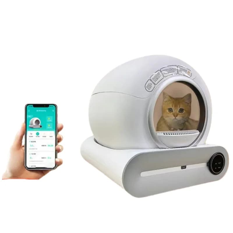 Lettiera per Gatti Intelligente Completamente Automatica da 65L con Pulizia Automatica, Rimozione Odori e Controllo Remoto tramite APP