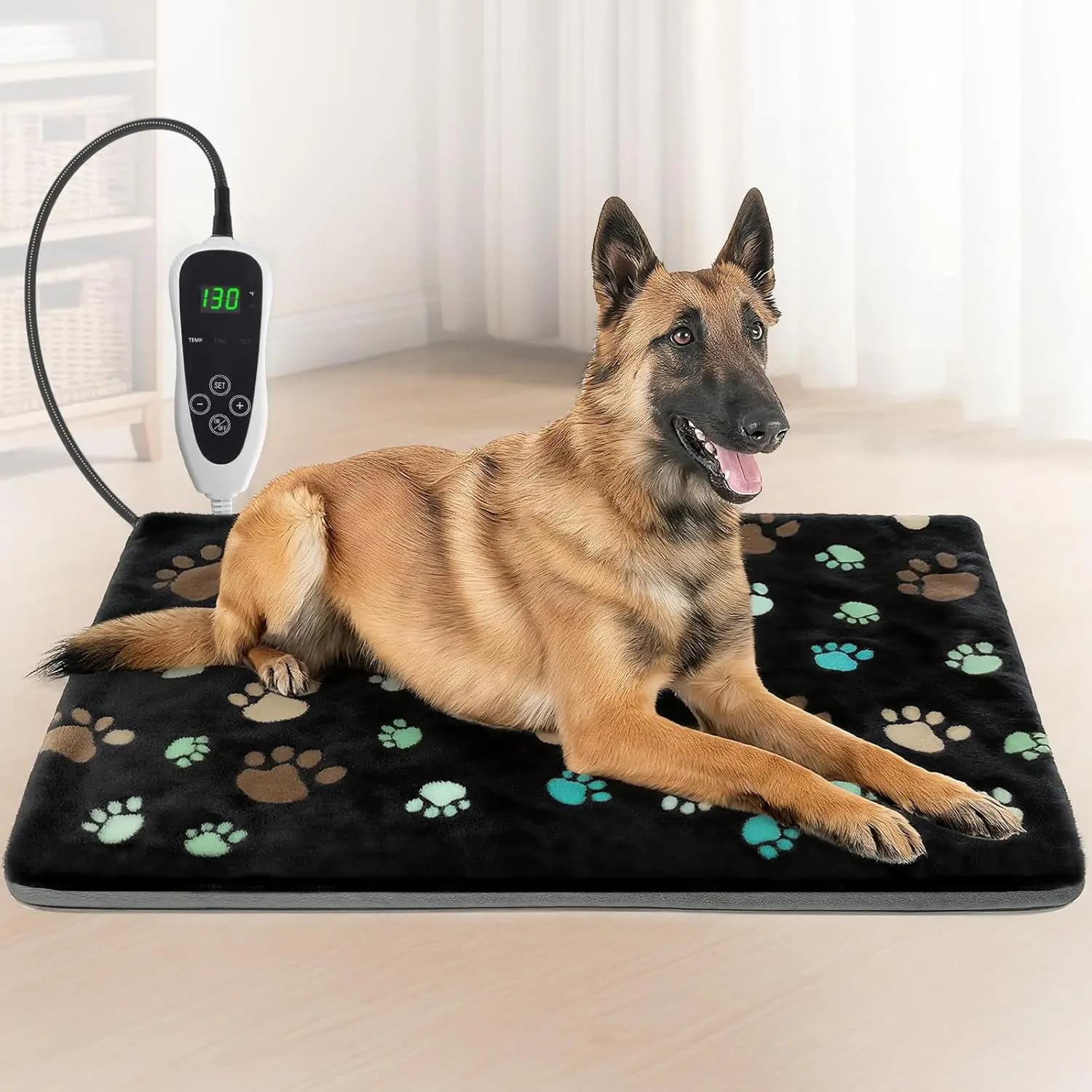 Grande cuscino riscaldante per cani con termostato intelligente, certificata UL, impermeabile e copertura in peluche per il massimo comfort degli animali domestici