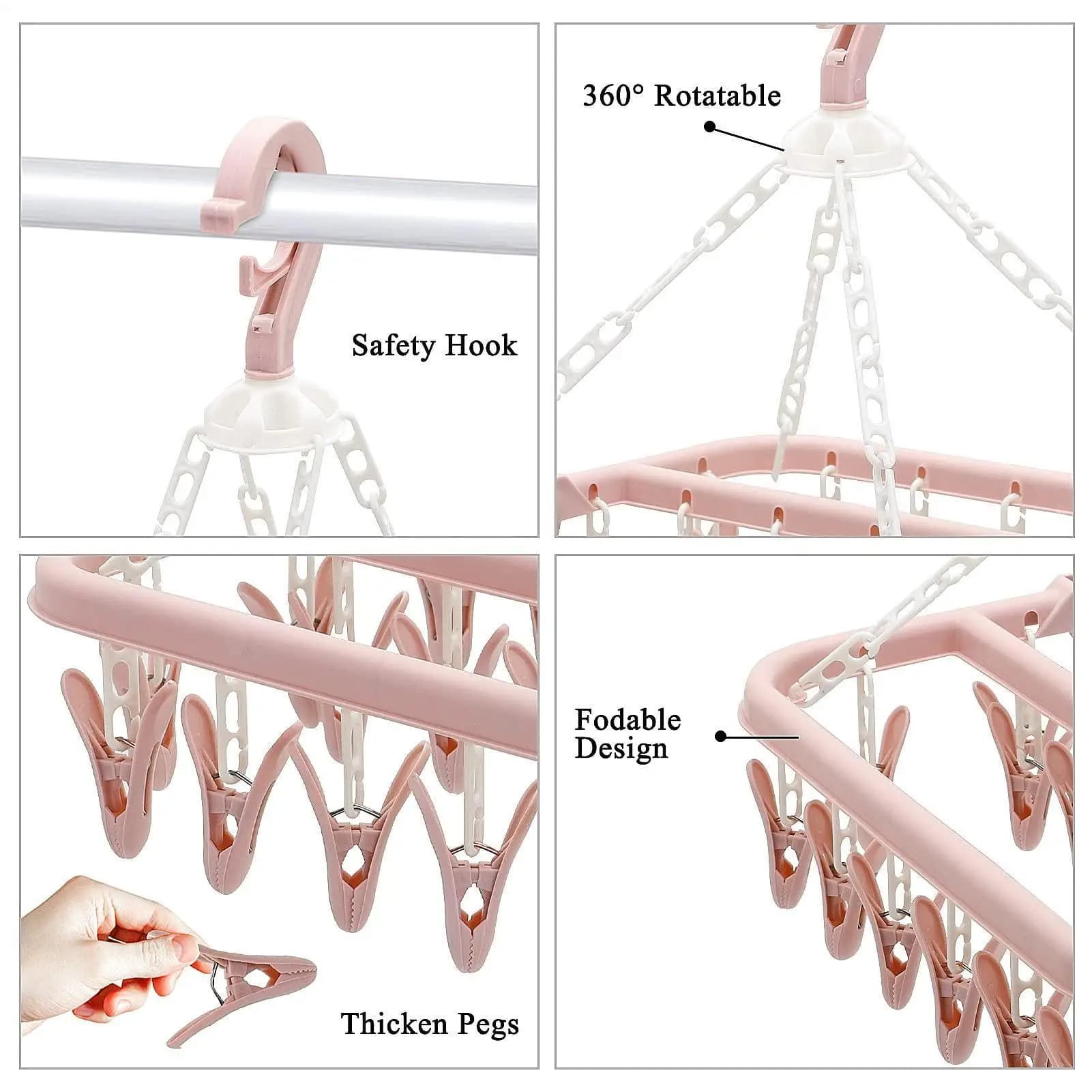Folding hanger with 32 clips Windproof hangers Laundry accessories for socks Intimo Clothes rack