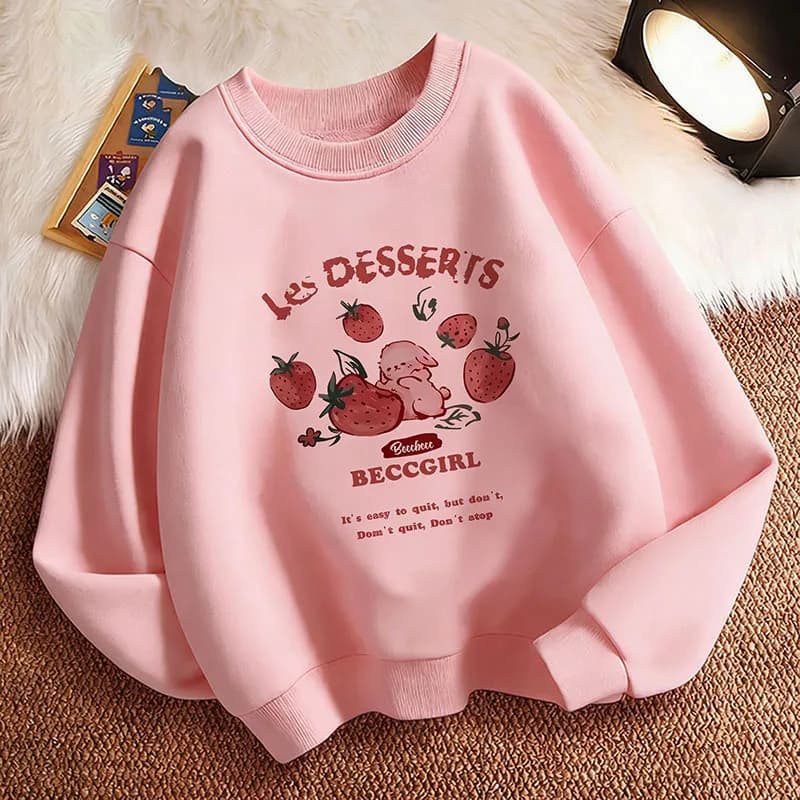Divertente Felpa con Cappuccio a Tema Fragola Stile Y2k per Bambini, Pullover Anni '90, Felpe Casual per Ragazzi e Ragazze