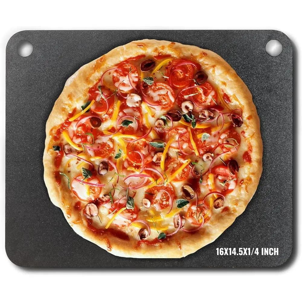 16 x 14.5 Pre-Seasoned Carbon Steel Pizza Stone for Enhanced Conductivity - Ideal for Outdoor Grills and Indoor Ovens
