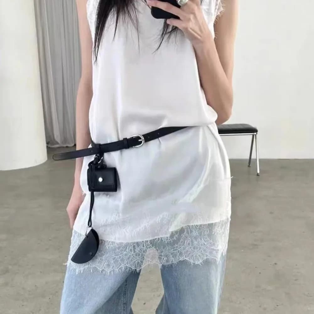 Cintura in Pelle PU alla Moda e Versatile, Cintura Trendy Chic a Strati Stile Y2K, Cintura con Portamonete per la Primavera