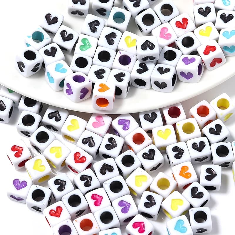 100 pz 6/6.7mm Acrilico Perline Del Distanziatore di Forma Quadrata Del Cuore Per La Produzione di Gioielli Fatti A Mano FAI DA TE Pendenti E Ciondoli braccialetto collana accessori