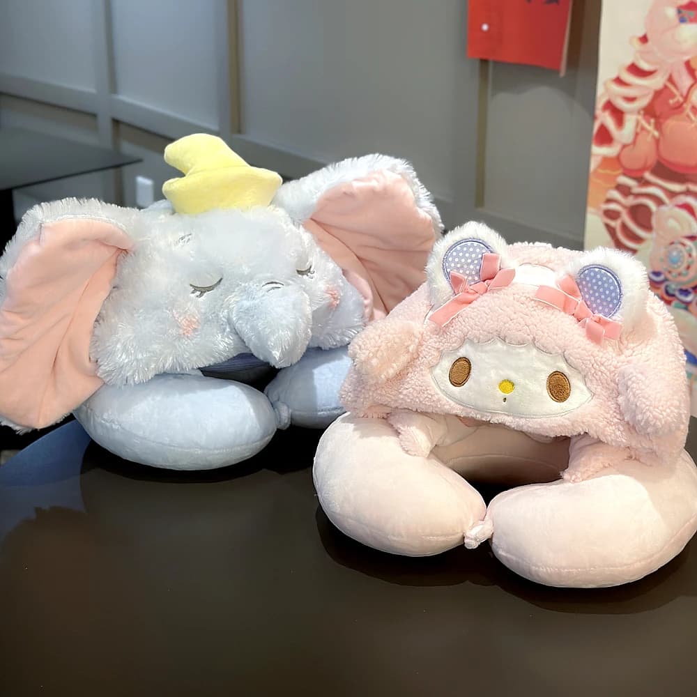 Bellissimo cuscino per il collo a forma di U Anime Dumbo Elephant My Melody Marie Cat Cuscino per pisolino Cartoon Pecora Cuscino a forma di U Ufficio Comodo