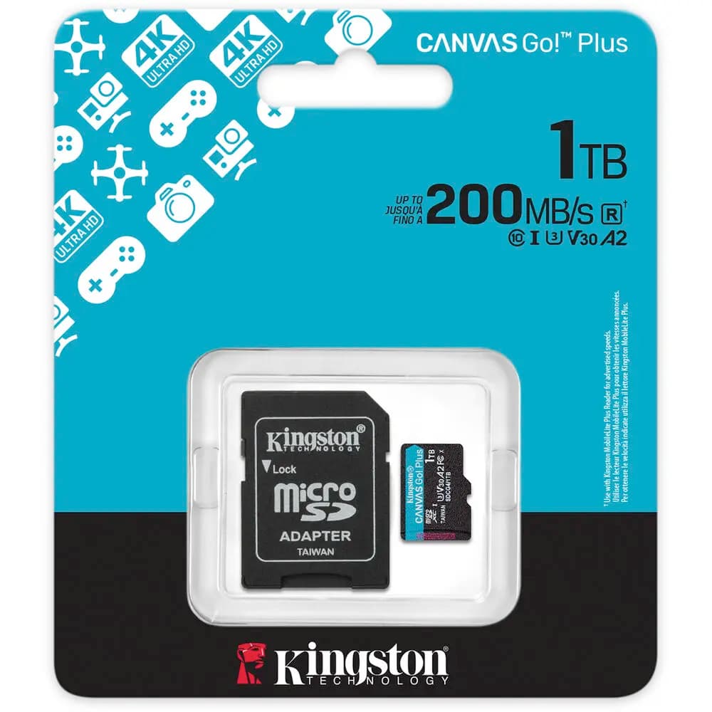Kingston Canvas Go Plus 1TB UHS-I microSDXC card with SD adapter, 64GB 128GB 256GB 512GB 1TB, memory card for Android smartphones