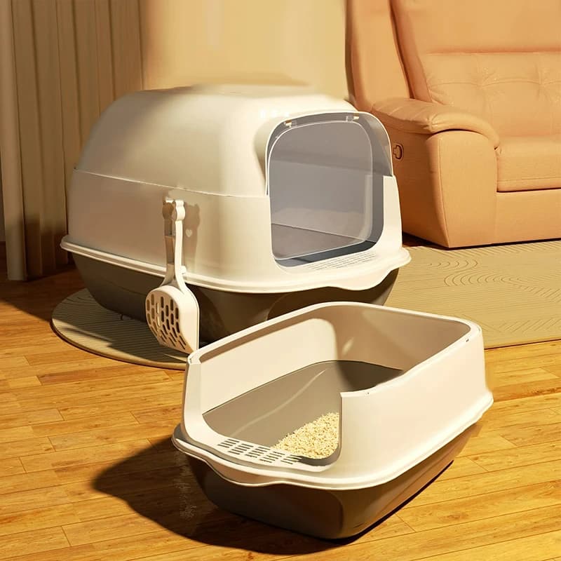 Lettiera per Gatti Grande in PP Completamente Chiusa con Controllo Odori, Toilette per Gatti Facile da Pulire, Vaschetta Anti-Tracciamento, Forniture per Animali Domestici