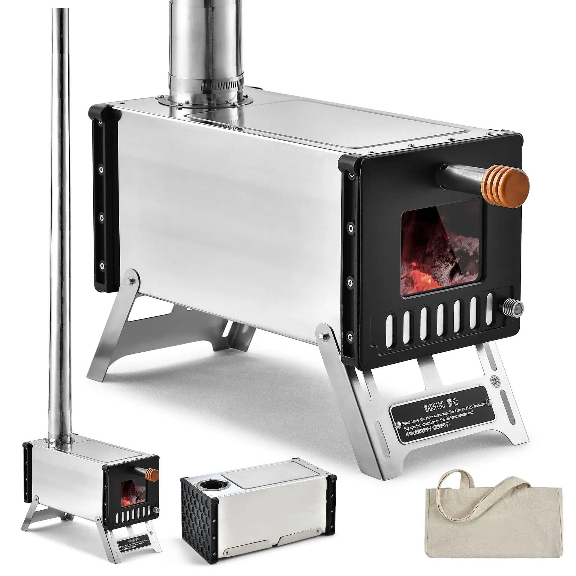 Picnic Tools Mini Cubic Wood Cooking Oven for Outdoor Camping BBQ Stainless Steel