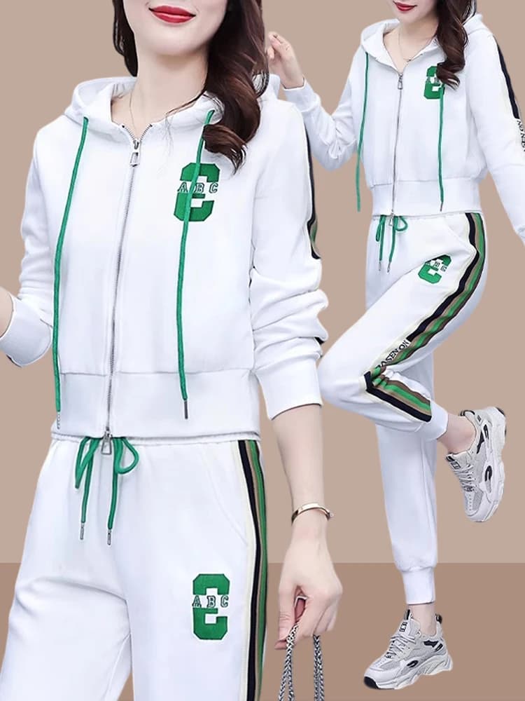 Spring Autumn New Style Women's Sweatshirt Sportswear Casual Fashion Two-Piece Set Small Size Trendy Female Clothing