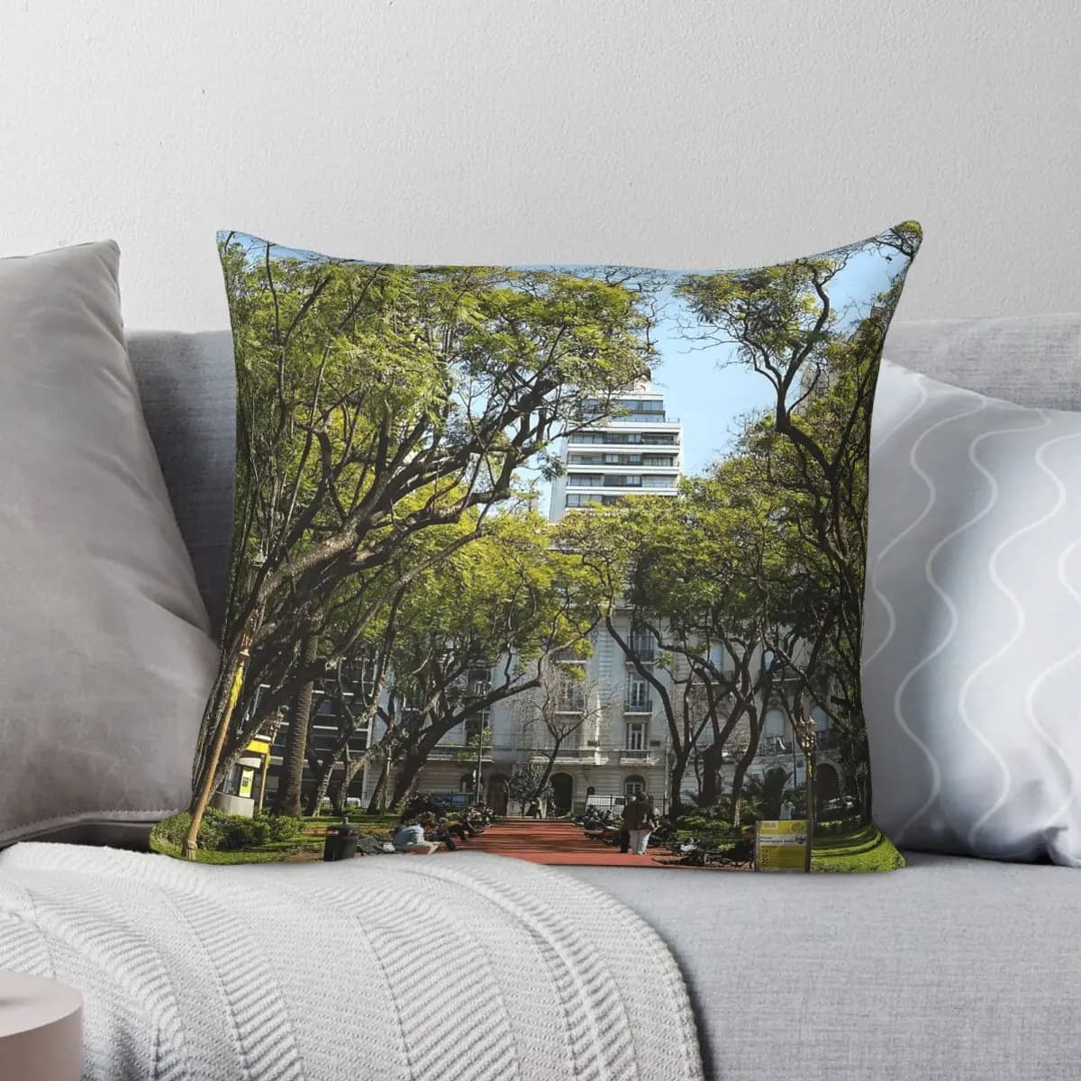 Buenos Aires Park Pillowcase Polyester Linen Velvet Pattern Zip Decorative Sofa Seater Cushion Cover
