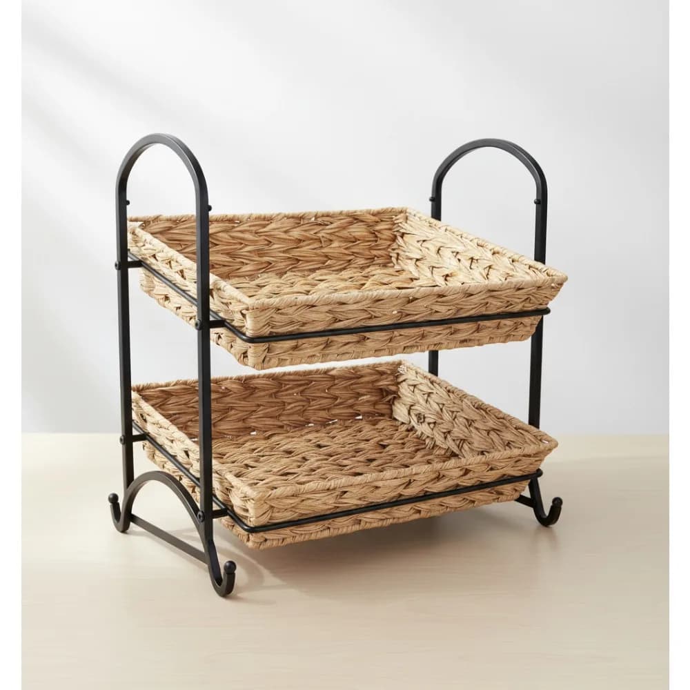Espositore impilabile per snack in rattan | Scaffale organizer multifunzione per caramelle per negozi e uso domestico