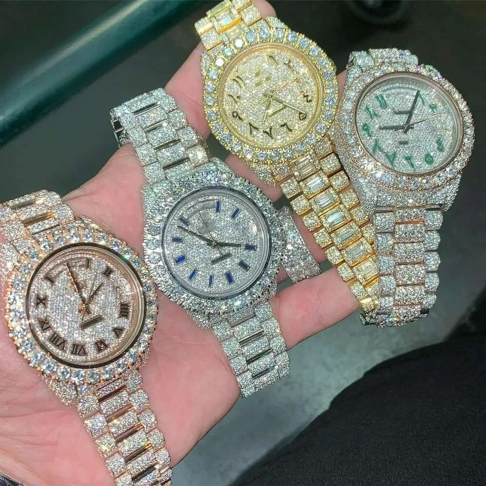 Orologio di lusso con strass completo per donne e ragazze, orologio al quarzo scintillante con cinturino in acciaio inossidabile, orologio da polso per amante