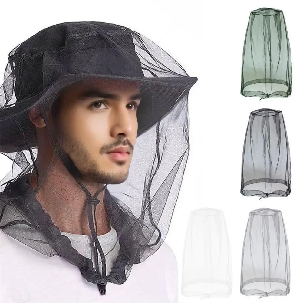 Mosquito Head Net Fine Mesh Face Netting with Drawstring for Hat Breathable Men Women Protection from Midges Insects Gnats