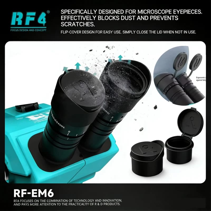 Copertura Protettiva in Gomma RF4 EM6 per Oculare Microscopio, Antipolvere e Anti-fatica, per Riparazione Microscopi