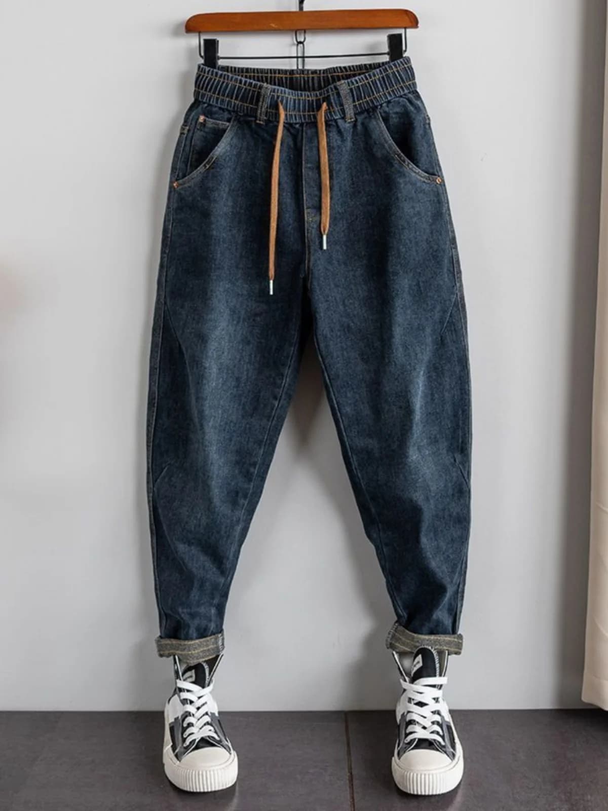 Extra Large 300 Pounds Men's Jeans Spring Autumn Harlan Thin Casual Pants Wear Resistant Long Trousers mid Waist Jeans