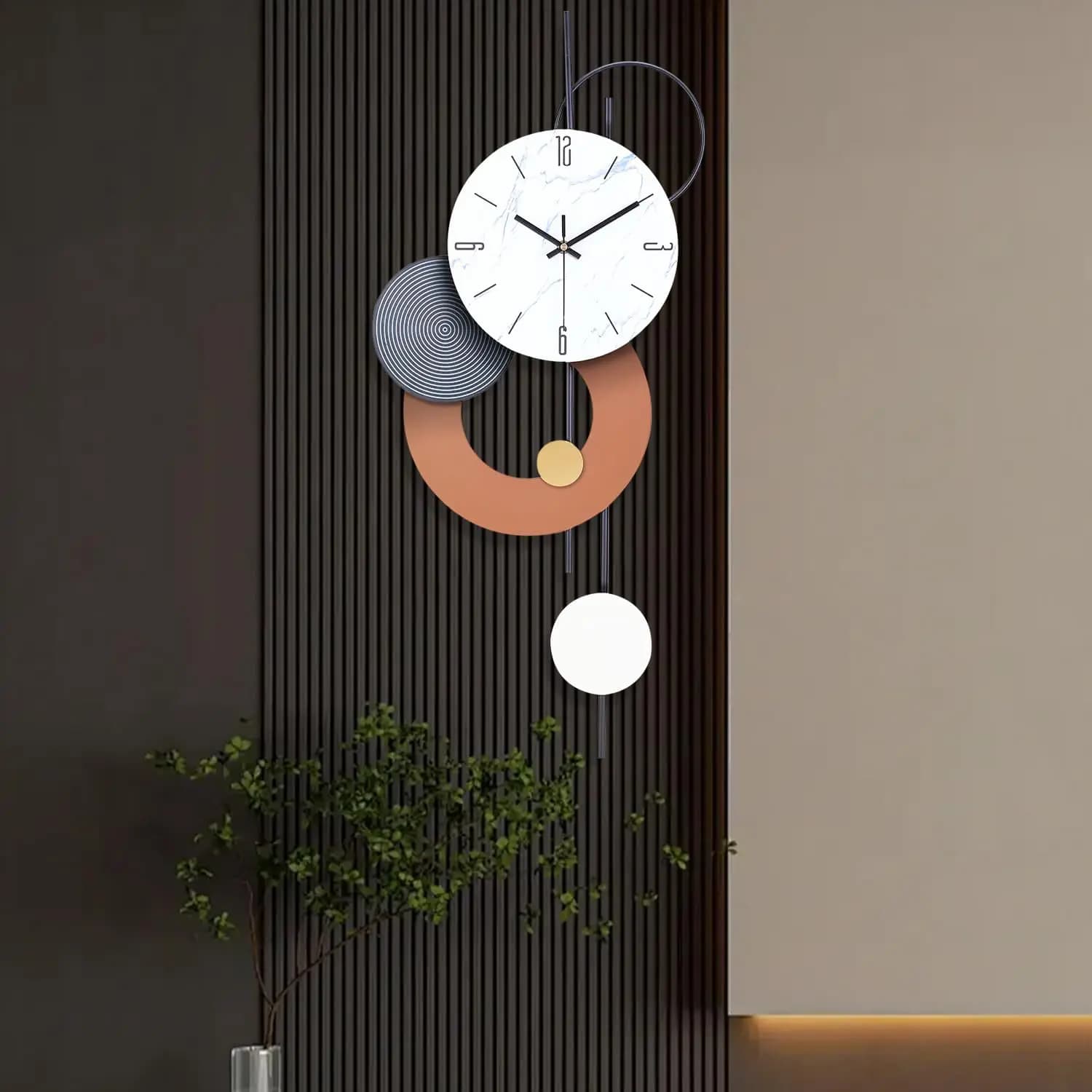 Orologio da parete decorativo con movimento al quarzo silenzioso, orologio da parete grande a batteria per soggiorno, cucina, casa