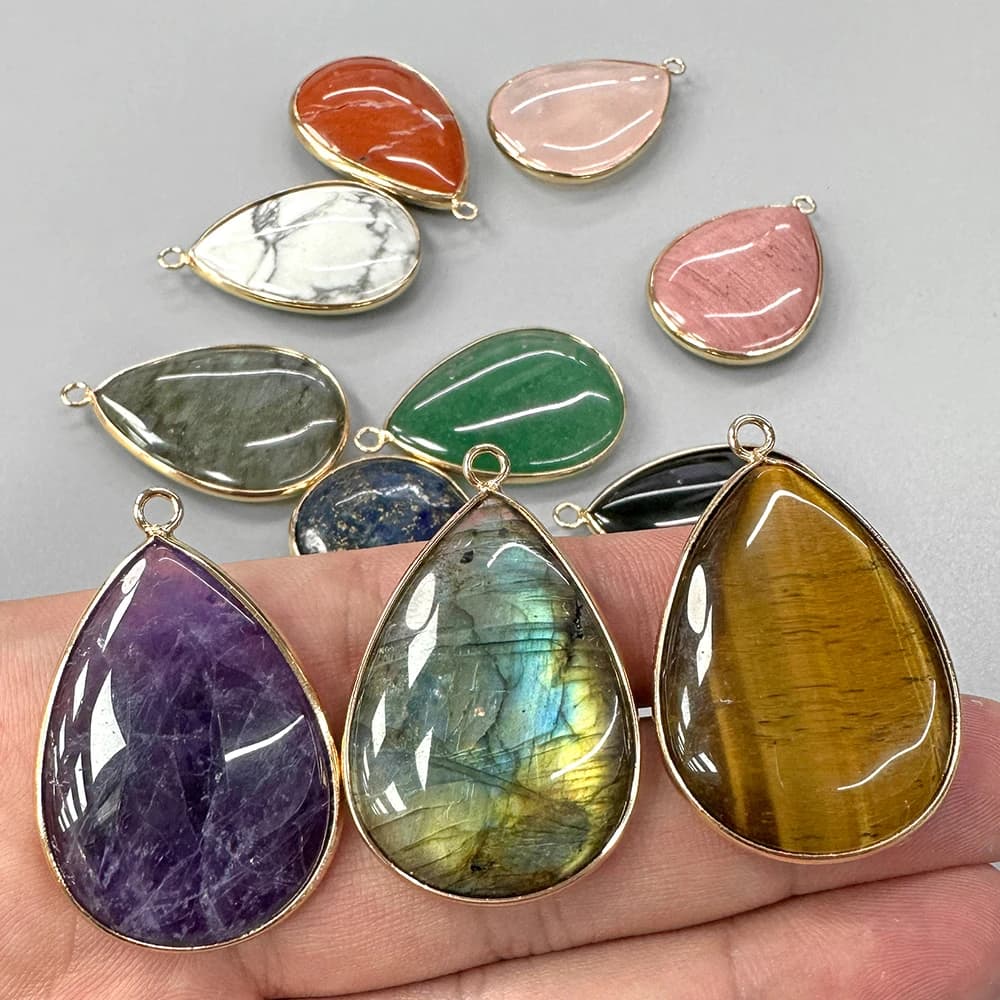 26x35mm ciondolo a forma di goccia d'acqua Labradorite naturale ametiste Agat Howlite gemme pendenti con ciondoli in pietra per orecchini collana fai da te