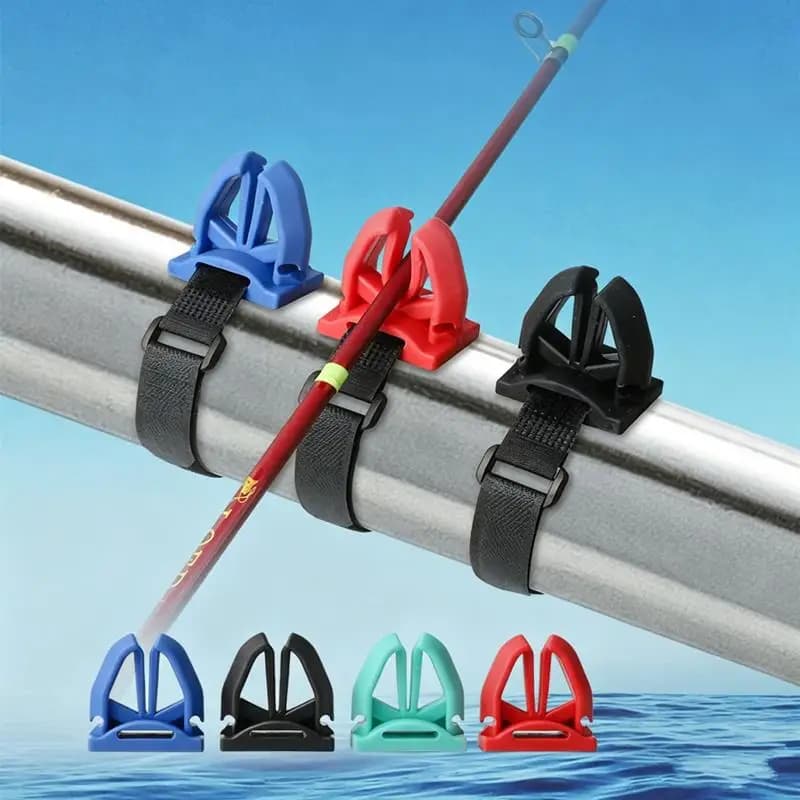 Portable Rubber Fishing Rod Holder for Various Fishing Pole Fastener Binding Clip Tight Fishing Accessories